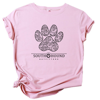 JFUNCY sieviešu t-krekls 100% kokvilnas īsām piedurknēm ikdienas sieviešu krekls, suns ar ķepu apdruku, sieviešu krekls, vasaras brīvs topi