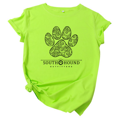 JFUNCY sieviešu t-krekls 100% kokvilnas īsām piedurknēm ikdienas sieviešu krekls, suns ar ķepu apdruku, sieviešu krekls, vasaras brīvs topi