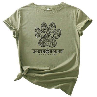 JFUNCY sieviešu t-krekls 100% kokvilnas īsām piedurknēm ikdienas sieviešu krekls, suns ar ķepu apdruku, sieviešu krekls, vasaras brīvs topi