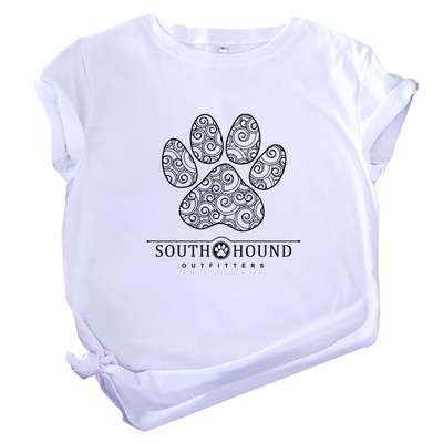 JFUNCY sieviešu t-krekls 100% kokvilnas īsām piedurknēm ikdienas sieviešu krekls, suns ar ķepu apdruku, sieviešu krekls, vasaras brīvs topi