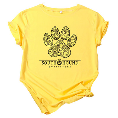 JFUNCY sieviešu t-krekls 100% kokvilnas īsām piedurknēm ikdienas sieviešu krekls, suns ar ķepu apdruku, sieviešu krekls, vasaras brīvs topi