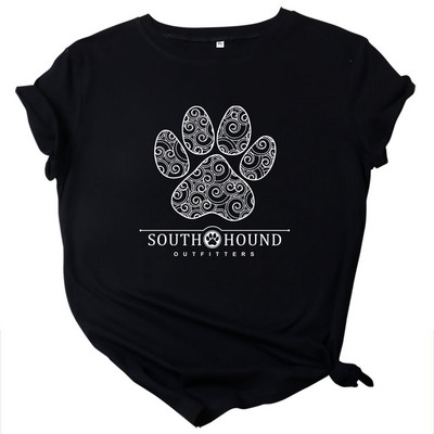 JFUNCY sieviešu t-krekls 100% kokvilnas īsām piedurknēm ikdienas sieviešu krekls, suns ar ķepu apdruku, sieviešu krekls, vasaras brīvs topi