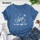 JFUNCY 5XL Tricou din bumbac pentru femei Tricou largi cu imprimeu grafic Tricou cu mânecă scurtă pentru femei Tricou casual de vară Topuri pentru femei