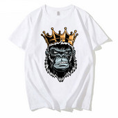 Mood meeste ülisuur T-särk Gorilla King Awesome Gorilla Alpha print Suures suuruses Ape T-särk vabaaja tänavarõivad, suur pikk ülaosa