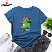 JFUNCY Prevelika ženska majica kratkih rukava Kawaii Graphic Majica kratkih rukava Ženska majica kratkih rukava Ljetna pamučna Harajuku ženska odjeća