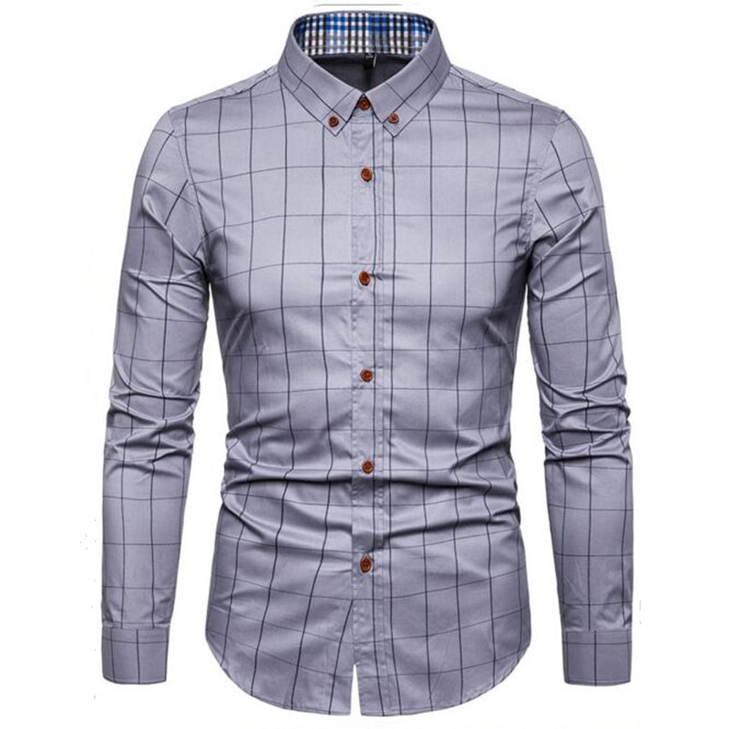Pánske módne kockované bavlnené košele, pánske vysoko kvalitné pracovné košele s dlhým rukávom, slim fit, ležérne obchodné košele