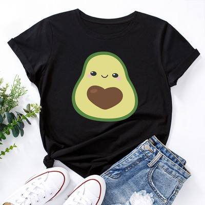 Γυναικείο μπλουζάκι JFUNCY Καλοκαιρινό κοντομάνικο βαμβακερό μπλουζάκι Χαριτωμένο μπλουζάκι με στάμπα αβοκάντο Γυναικεία μπλουζάκια Oversize Γυναικεία casual μπλουζάκια