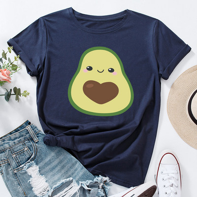 Γυναικείο μπλουζάκι JFUNCY Καλοκαιρινό κοντομάνικο βαμβακερό μπλουζάκι Χαριτωμένο μπλουζάκι με στάμπα αβοκάντο Γυναικεία μπλουζάκια Oversize Γυναικεία casual μπλουζάκια
