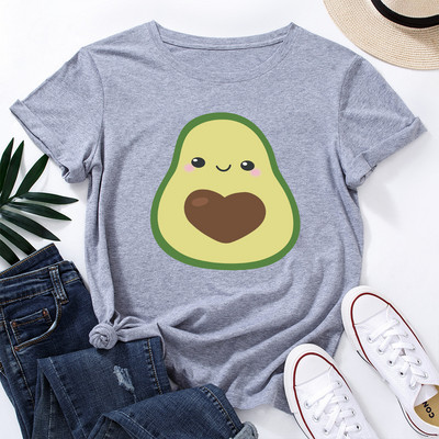 Γυναικείο μπλουζάκι JFUNCY Καλοκαιρινό κοντομάνικο βαμβακερό μπλουζάκι Χαριτωμένο μπλουζάκι με στάμπα αβοκάντο Γυναικεία μπλουζάκια Oversize Γυναικεία casual μπλουζάκια