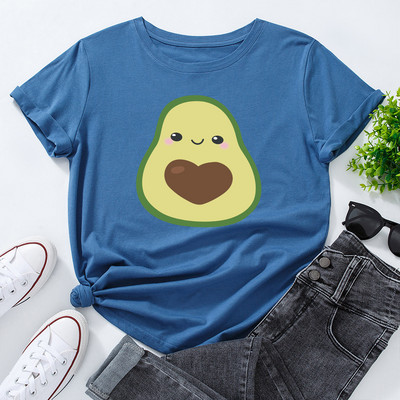 Γυναικείο μπλουζάκι JFUNCY Καλοκαιρινό κοντομάνικο βαμβακερό μπλουζάκι Χαριτωμένο μπλουζάκι με στάμπα αβοκάντο Γυναικεία μπλουζάκια Oversize Γυναικεία casual μπλουζάκια