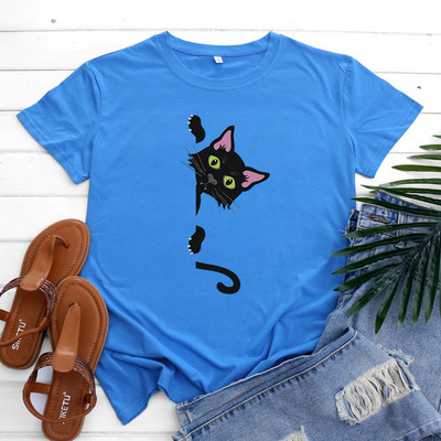 JFUNCY ülisuur naiste T-särk puuvillane 2022. aasta kevadsuvi lühikeste varrukatega triiksärk Kawaii Cat Graphic T-särgid