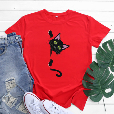 JFUNCY ülisuur naiste T-särk puuvillane 2022. aasta kevadsuvi lühikeste varrukatega triiksärk Kawaii Cat Graphic T-särgid