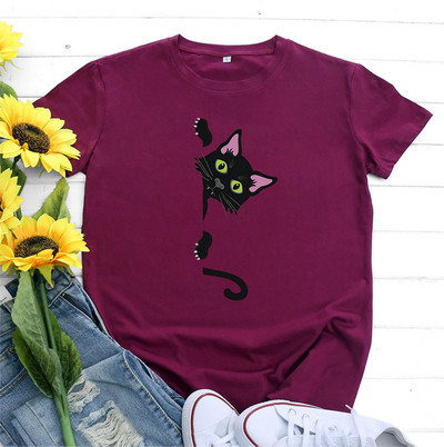 JFUNCY ülisuur naiste T-särk puuvillane 2022. aasta kevadsuvi lühikeste varrukatega triiksärk Kawaii Cat Graphic T-särgid