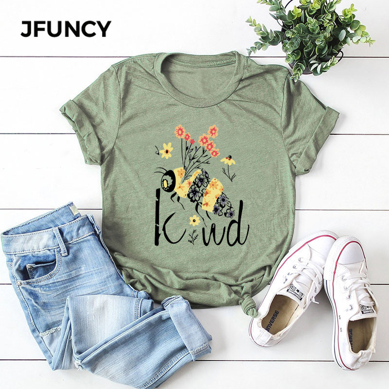 JFUNCY 100% kokvilnas sieviešu krekls Creative karikatūra Bites apdrukāti krekli Vasaras sieviešu T-krekls Harajuku Graphic Tees Topi