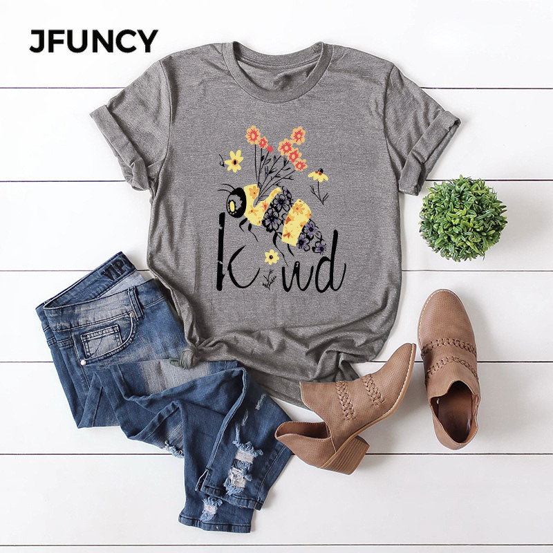 JFUNCY 100% kokvilnas sieviešu krekls Creative karikatūra Bites apdrukāti krekli Vasaras sieviešu T-krekls Harajuku Graphic Tees Topi