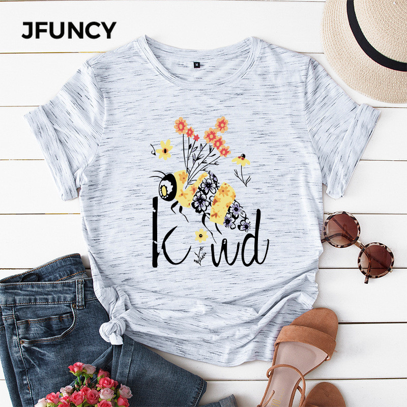 JFUNCY 100% kokvilnas sieviešu krekls Creative karikatūra Bites apdrukāti krekli Vasaras sieviešu T-krekls Harajuku Graphic Tees Topi