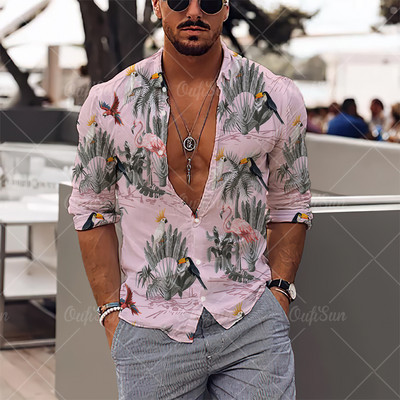 2022. gada vīriešu krekli Havaju salu krekli ar garām piedurknēm, kokosriekstu koka grafiskā apdruka, pludmales ikdienas topi 5 XL lielizmēra T-krekli vīriešu apģērbi