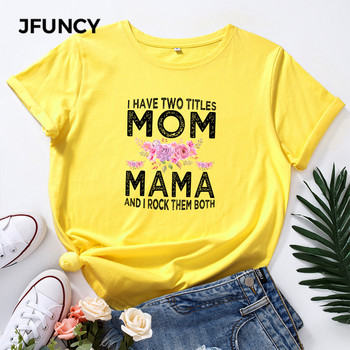 JFUNCY Casual βαμβακερό μπλουζάκι Γυναικείο μπλουζάκι Mom Letter τυπωμένο Oversized Woman Harajuku γραφικά μπλουζάκια