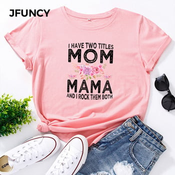 JFUNCY Casual βαμβακερό μπλουζάκι Γυναικείο μπλουζάκι Mom Letter τυπωμένο Oversized Woman Harajuku γραφικά μπλουζάκια