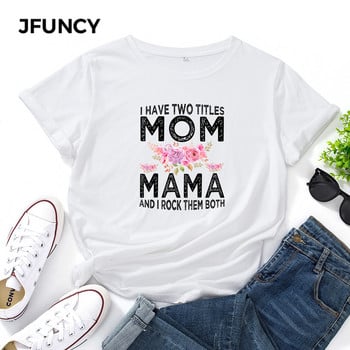 JFUNCY Casual βαμβακερό μπλουζάκι Γυναικείο μπλουζάκι Mom Letter τυπωμένο Oversized Woman Harajuku γραφικά μπλουζάκια