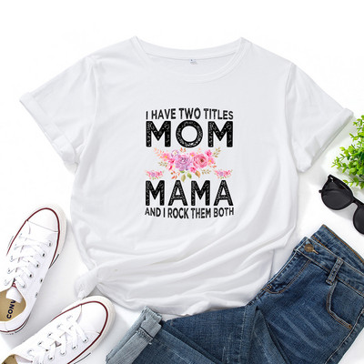 JFUNCY Ležerna pamučna majica kratkih rukava Ženska majica kratkih rukava Mom, prevelike ženske majice s motivom slova Harajuku