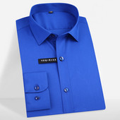 Συν μέγεθος 5xl μασίφ Ελαστική ελαστική ίνα μπαμπού μαλακό άνετο μακρύ μανίκι εύκολη φροντίδα επίσημα ανδρικά πουκάμισα ανδρικά μπλουζάκια