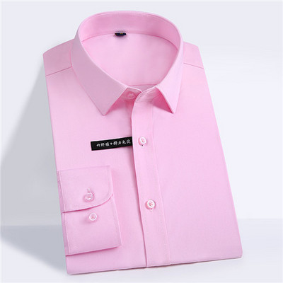 Συν μέγεθος 5xl μασίφ Ελαστική ελαστική ίνα μπαμπού μαλακό άνετο μακρύ μανίκι εύκολη φροντίδα επίσημα ανδρικά πουκάμισα ανδρικά μπλουζάκια