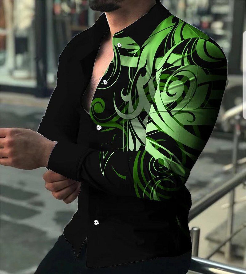 2022. gada jauns modes vīriešu krekli Lielizmēra ikdienišķs krekls ar ziedu vīnogulāju apdruku ar garām piedurknēm topi ballītēm Vintage jakas blūzes