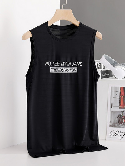 Plus Size 8xl 7xl 6xl 5xl Νέο Ice Silk Κλασικό φανελάκι ανδρικό αμάνικο πουκάμισο μονόχρωμο μπλουζάκι ανδρικό μπλουζάκι για γρήγορο στέγνωμα