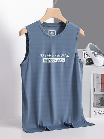 Plus Size 8xl 7xl 6xl 5xl Νέο Ice Silk Κλασικό φανελάκι ανδρικό αμάνικο πουκάμισο μονόχρωμο μπλουζάκι ανδρικό μπλουζάκι για γρήγορο στέγνωμα