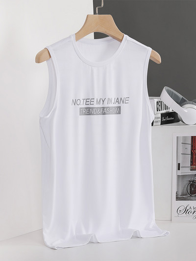 Plus Size 8xl 7xl 6xl 5xl Νέο Ice Silk Κλασικό φανελάκι ανδρικό αμάνικο πουκάμισο μονόχρωμο μπλουζάκι ανδρικό μπλουζάκι για γρήγορο στέγνωμα