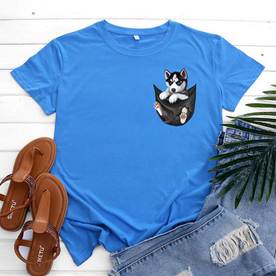 JFUNCY kokvilnas T-krekls ar īsām piedurknēm Sieviešu Tops Vasaras Lielizmēra T-krekls Sieviešu apģērbs Korejiešu modes sieviešu suņu grafiskais krekls