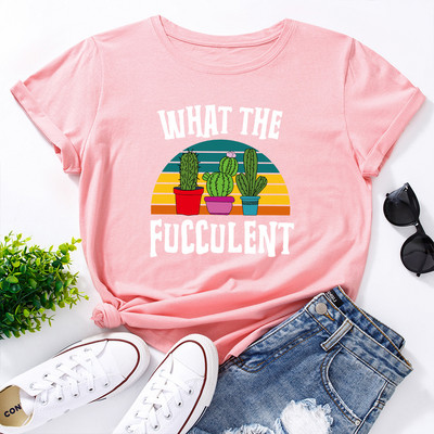 JFUNCY túlméretezett női pamut póló színes kaktusz grafikai nyomattal bő póló ing rövid ujjú női póló nyári női felső