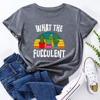 JFUNCY túlméretezett női pamut póló színes kaktusz grafikai nyomattal bő póló ing rövid ujjú női póló nyári női felső