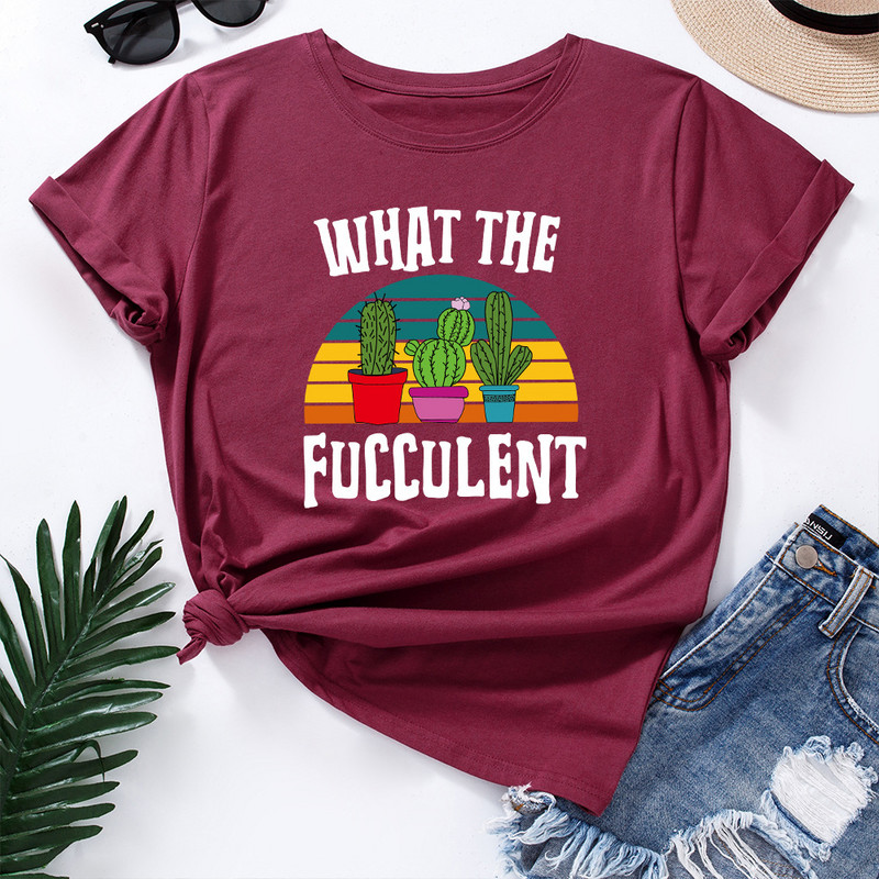 JFUNCY túlméretezett női pamut póló színes kaktusz grafikai nyomattal bő póló ing rövid ujjú női póló nyári női felső