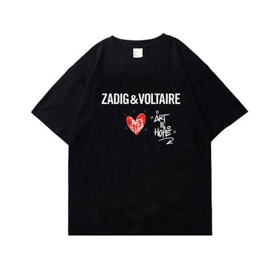 V-voltaire zadigS Μπλουζάκι Ζευγάρι Ανδρικό Γυναικείο Βαμβακερό μπλουζάκι casual μαύρο λευκό κοντομάνικο T-shirt Y2K Unisex καλοκαιρινά ρούχα