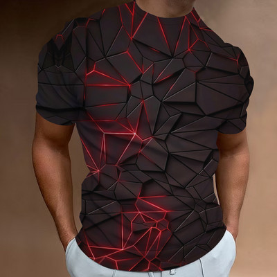Madingi marškinėliai, skirti vyriškai spausdinti trumpomis rankovėmis, vasariniai laisvalaikio marškinėliai su iškirpte marškinėliai, dideli marškinėliai Vyriški 3D drabužiai, karšti