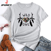 JFUCNY Tricou cu grafică la modă pentru femei de vară Îmbrăcăminte pentru femei Tricou cu mânecă scurtă 2022 Tricou lejer din bumbac pentru femei