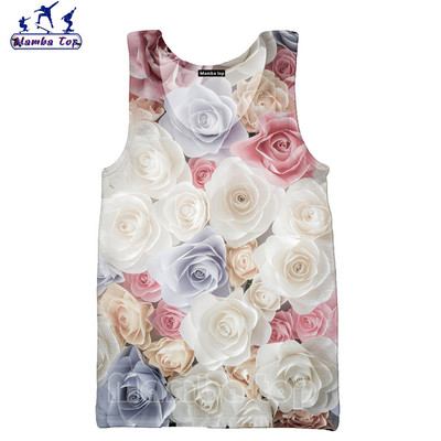 Mamba Tops 3D Krāsu Drukas Sukulenti Ziedi Vīriešu Topi Krāsaini Rožu Veste Sieviešu Krekls Skaisti Krizantēmas Tējas bez piedurknēm