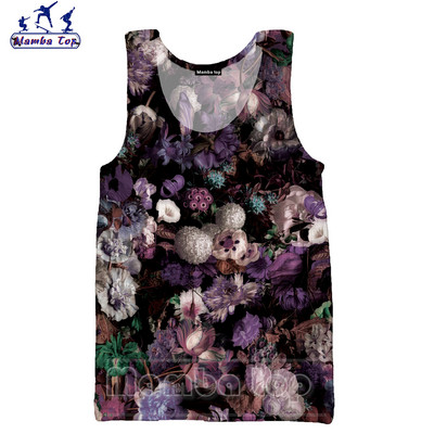 Mamba Tops 3D Krāsu Drukas Sukulenti Ziedi Vīriešu Topi Krāsaini Rožu Veste Sieviešu Krekls Skaisti Krizantēmas Tējas bez piedurknēm