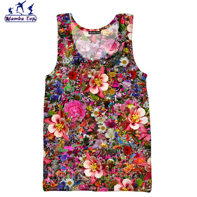 Mamba Tops 3D Krāsu Drukas Sukulenti Ziedi Vīriešu Topi Krāsaini Rožu Veste Sieviešu Krekls Skaisti Krizantēmas Tējas bez piedurknēm