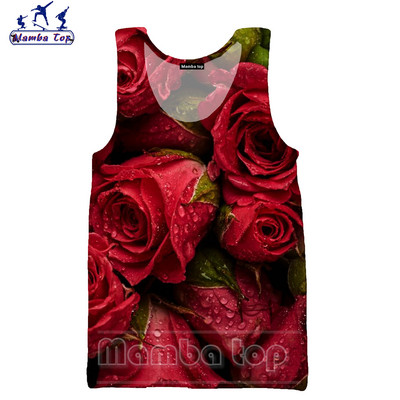 Mamba Tops 3D Krāsu Drukas Sukulenti Ziedi Vīriešu Topi Krāsaini Rožu Veste Sieviešu Krekls Skaisti Krizantēmas Tējas bez piedurknēm