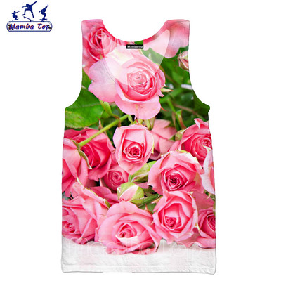Mamba Tops 3D Krāsu Drukas Sukulenti Ziedi Vīriešu Topi Krāsaini Rožu Veste Sieviešu Krekls Skaisti Krizantēmas Tējas bez piedurknēm