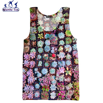 Mamba Tops 3D Krāsu Drukas Sukulenti Ziedi Vīriešu Topi Krāsaini Rožu Veste Sieviešu Krekls Skaisti Krizantēmas Tējas bez piedurknēm