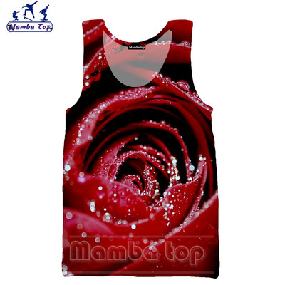 Mamba Tops 3D Krāsu Drukas Sukulenti Ziedi Vīriešu Topi Krāsaini Rožu Veste Sieviešu Krekls Skaisti Krizantēmas Tējas bez piedurknēm