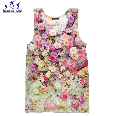 Mamba Tops 3D Krāsu Drukas Sukulenti Ziedi Vīriešu Topi Krāsaini Rožu Veste Sieviešu Krekls Skaisti Krizantēmas Tējas bez piedurknēm