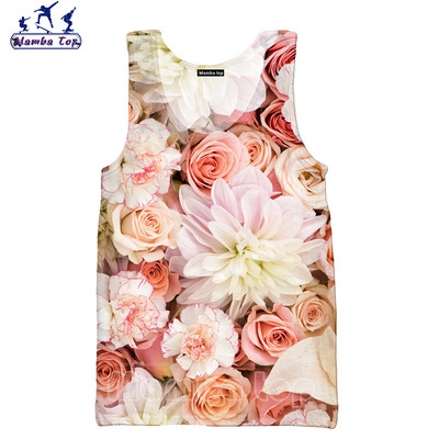 Mamba Tops 3D Krāsu Drukas Sukulenti Ziedi Vīriešu Topi Krāsaini Rožu Veste Sieviešu Krekls Skaisti Krizantēmas Tējas bez piedurknēm