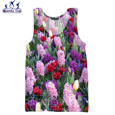 Mamba Tops 3D Krāsu Drukas Sukulenti Ziedi Vīriešu Topi Krāsaini Rožu Veste Sieviešu Krekls Skaisti Krizantēmas Tējas bez piedurknēm