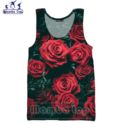 Mamba Tops 3D Krāsu Drukas Sukulenti Ziedi Vīriešu Topi Krāsaini Rožu Veste Sieviešu Krekls Skaisti Krizantēmas Tējas bez piedurknēm