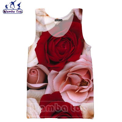Mamba Tops 3D Krāsu Drukas Sukulenti Ziedi Vīriešu Topi Krāsaini Rožu Veste Sieviešu Krekls Skaisti Krizantēmas Tējas bez piedurknēm